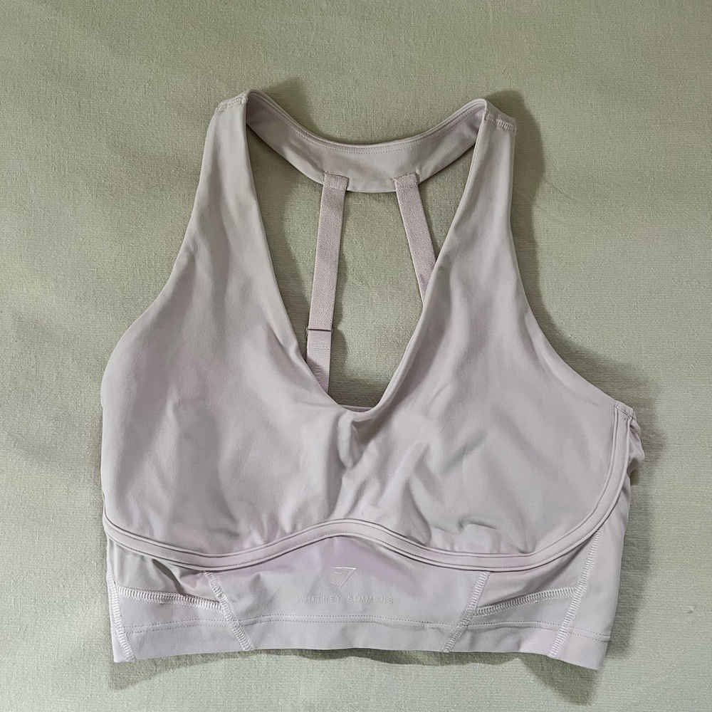 Whitney Simmons Gymshark Pale Pink Strappy Sports Bra